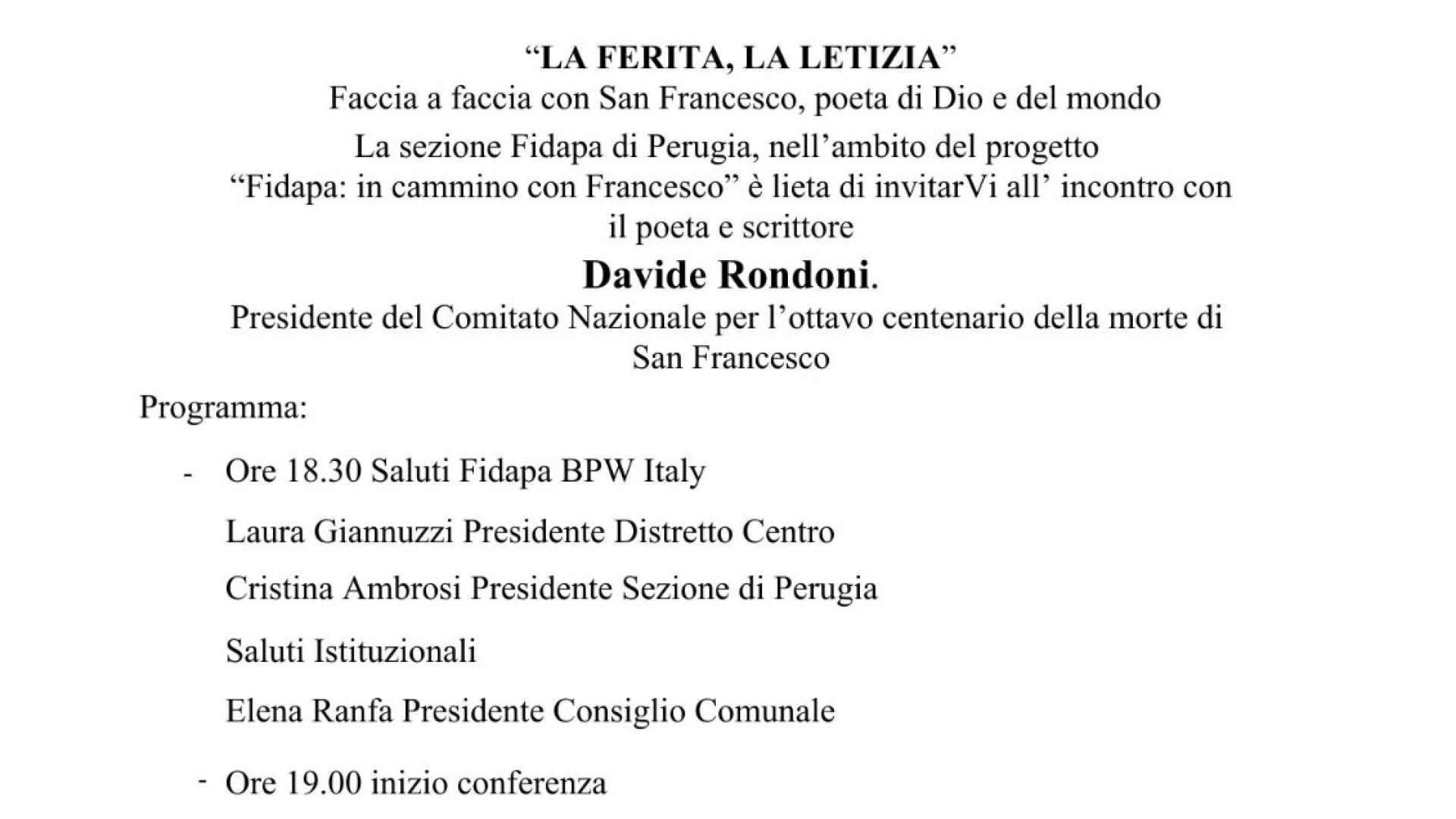 "Fidapa: in cammino con Francesco"